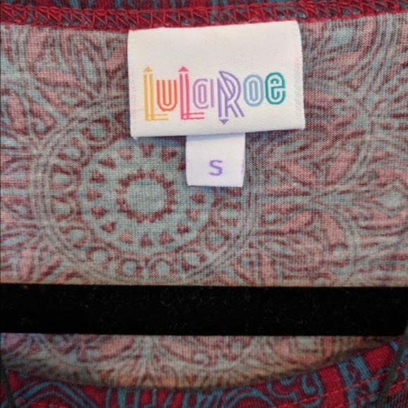 LuLaRoe Irma size small rare print maroon & teal - Picture 2 of 5